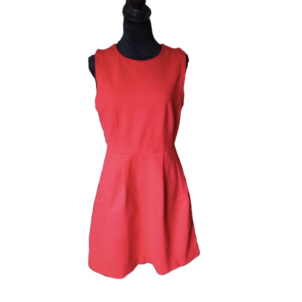 Madewell Women's 6 Red  Sleeveless Midi Dress With Fitted Waist